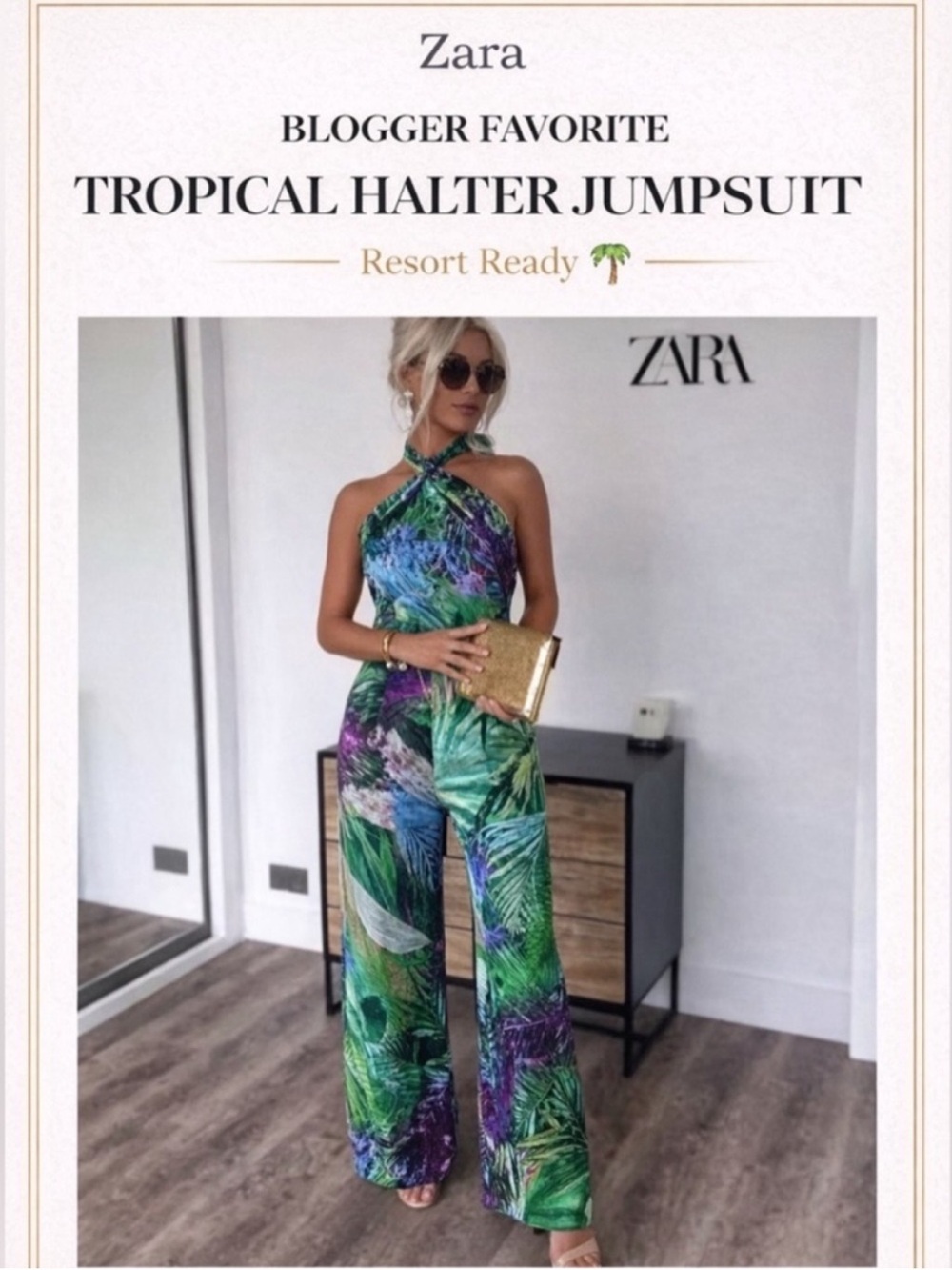 Zara Multicolor Tropical Halter Jumpsuit 🌴Size: Small - Picture 2 of 11